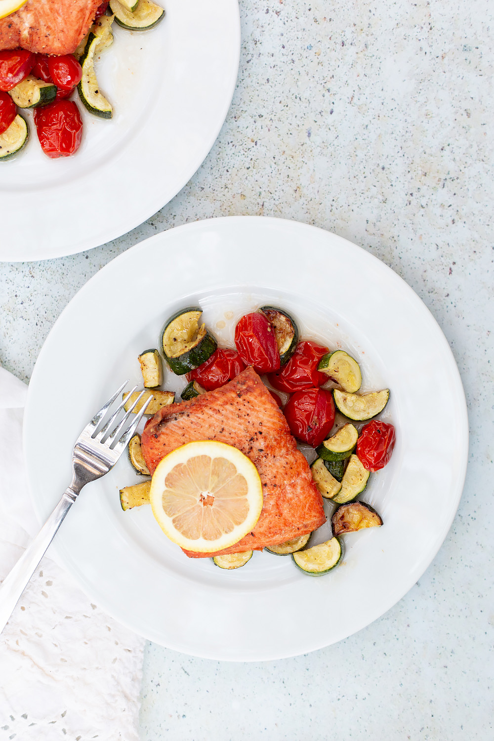 pan fried salmon with roasted veggies