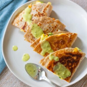 breakfast quesadilla on a plate