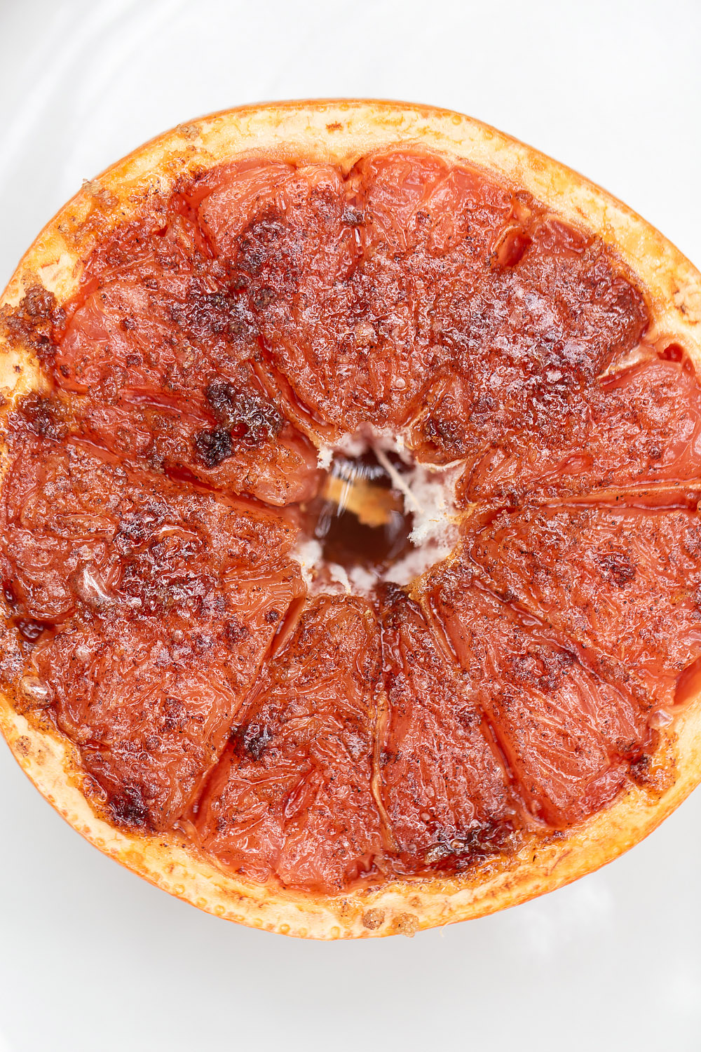 broiled grapefruit with brown sugar and vanilla up close