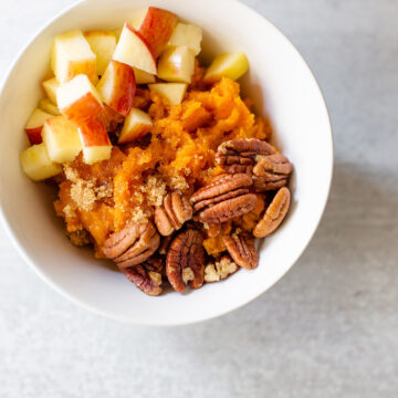 sweet potato bowl with apples and pecans