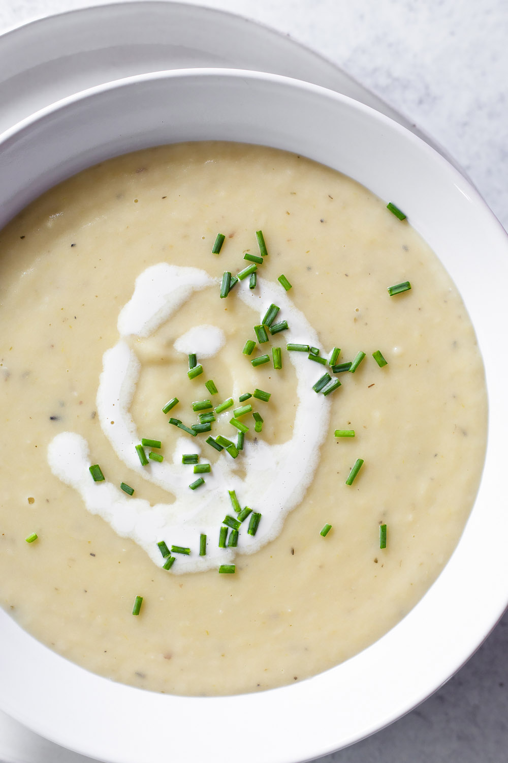 Instant Pot Potato Leek Soup with chives