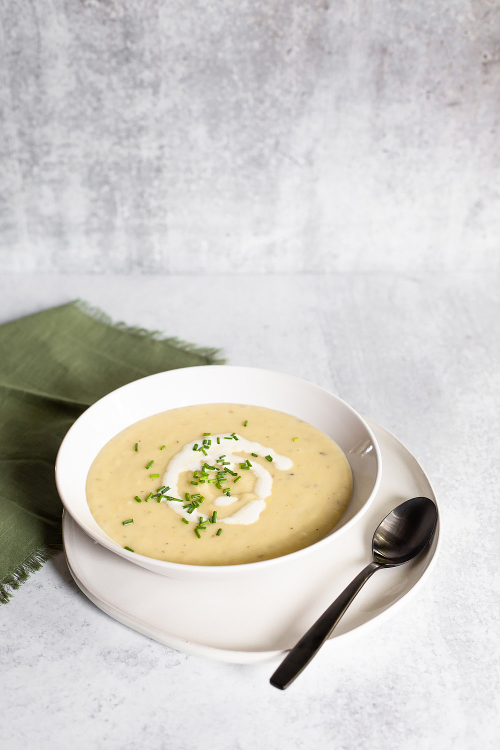 Instant Pot Potato Leek Soup in a bowl