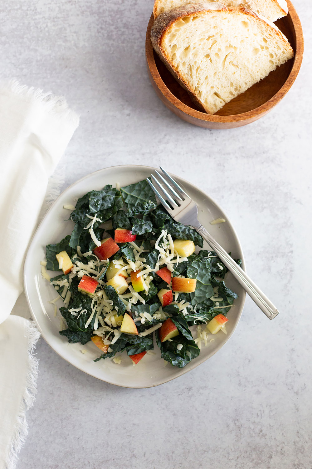 kale salad with apples and cheddar