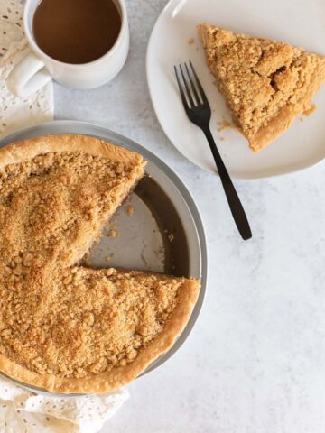 Dutch apple pie with coffee on the side