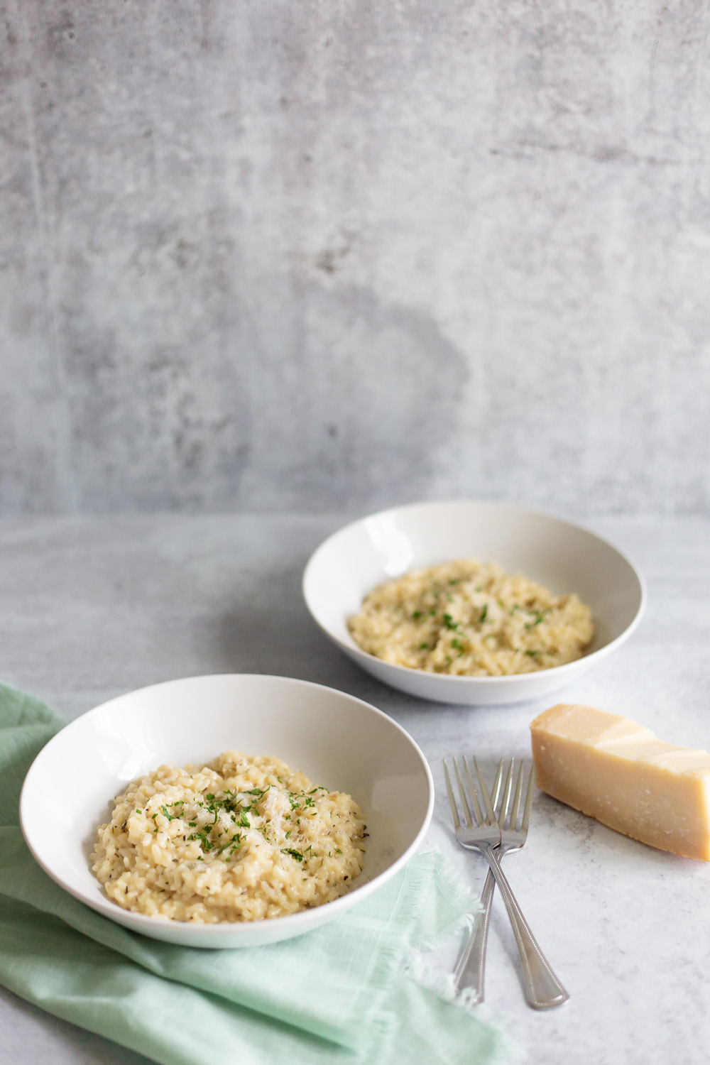 risotto with parmesan cheese wedge