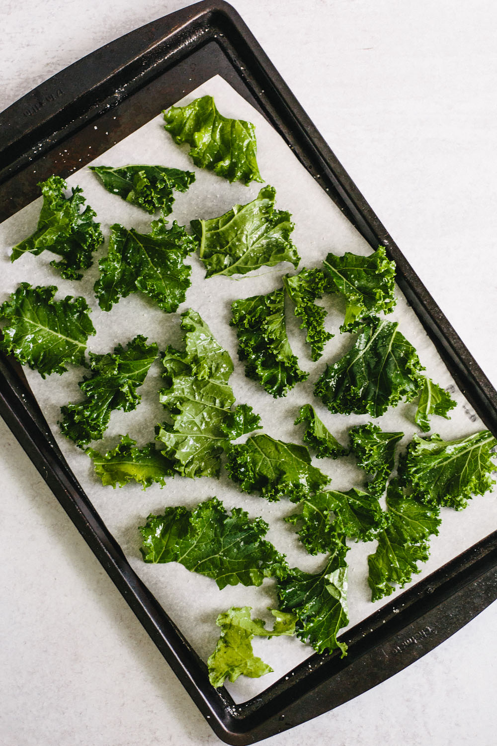 kale chips on a sheet