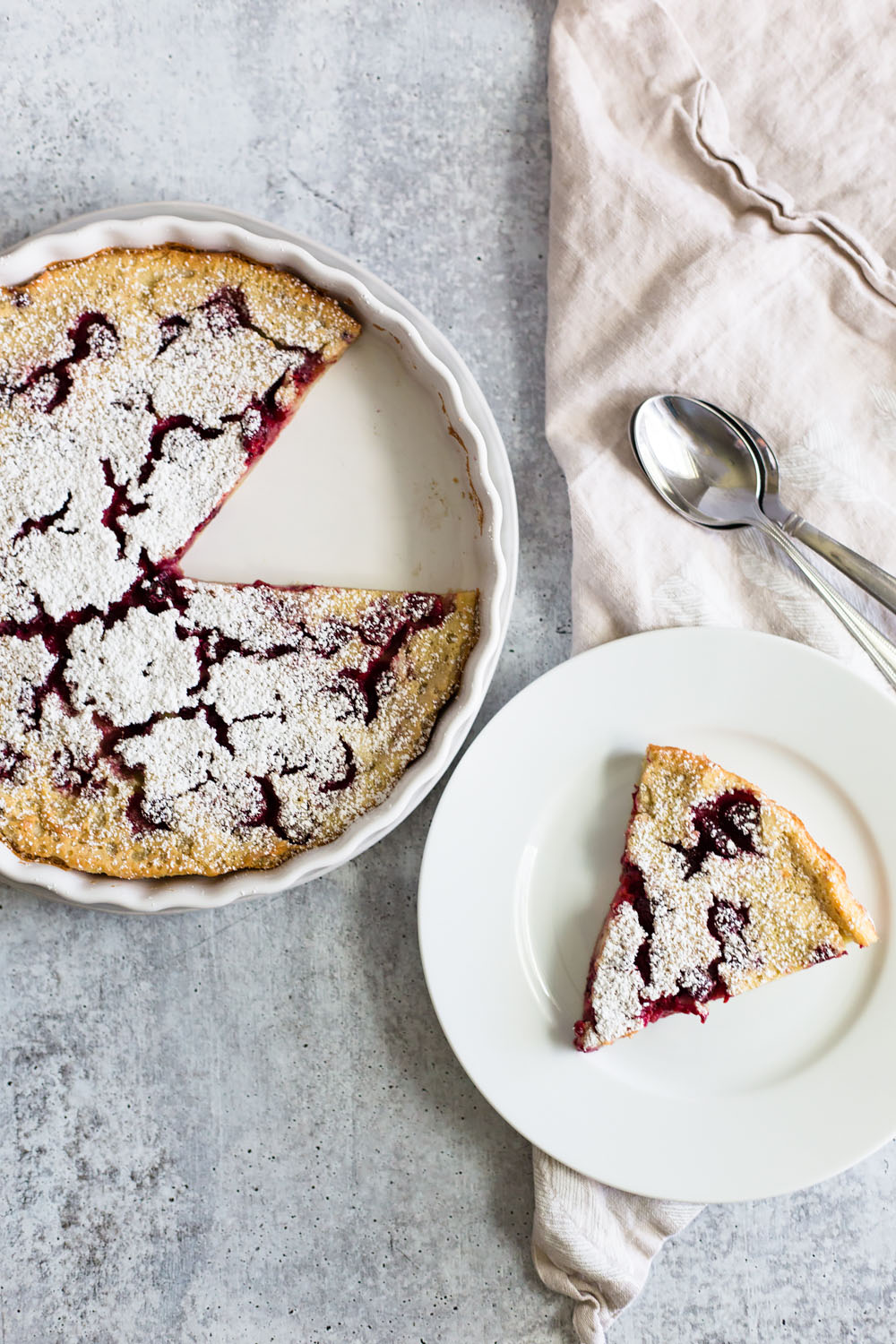 Raspberry Clafoutis with a slice