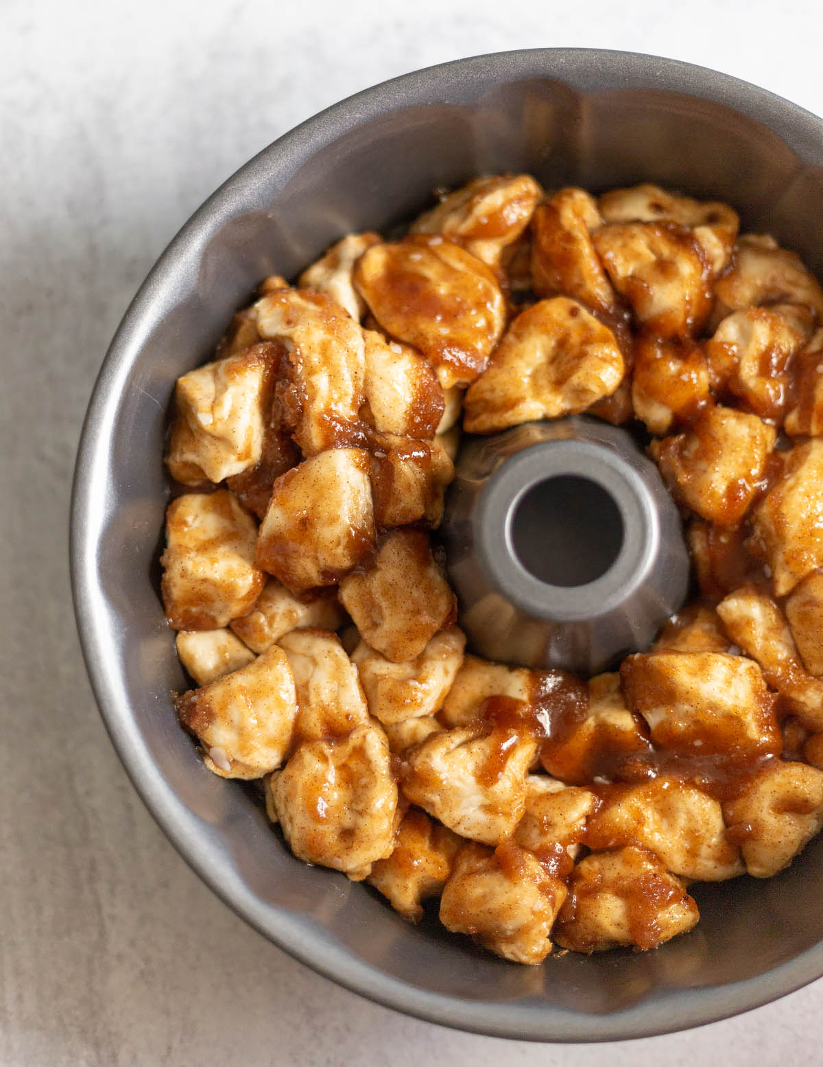 monkey bread about to go in the oven