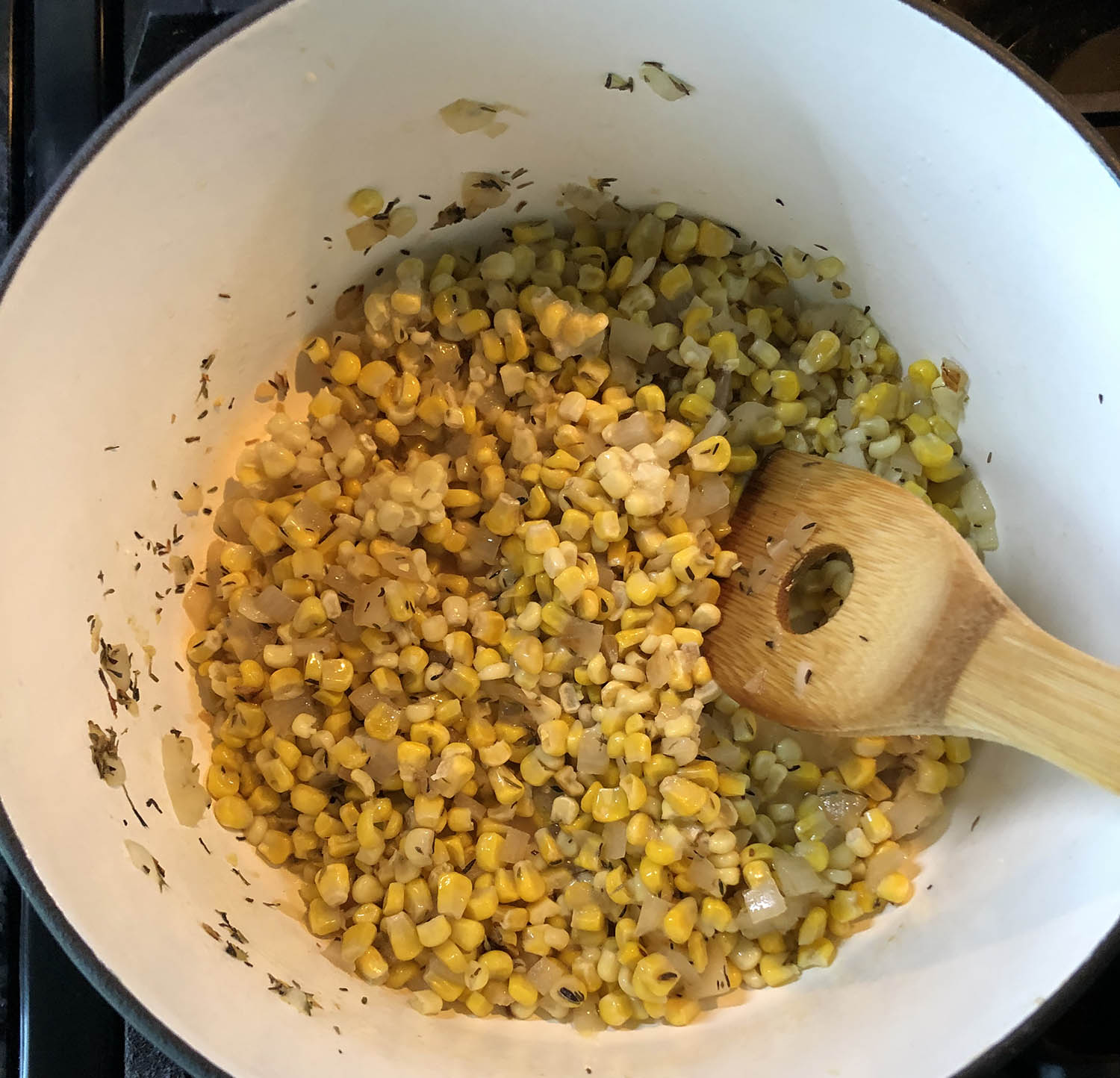 corn cooking in a pot