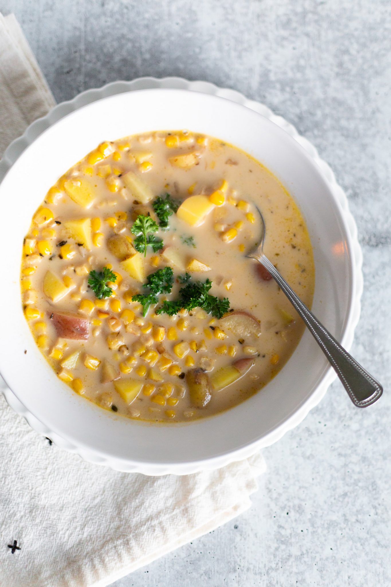 Frozen Corn Chowder with Vegan option Food Banjo