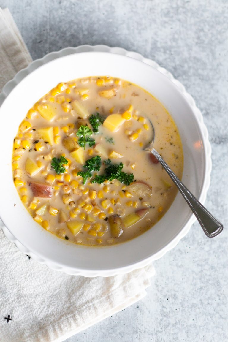Frozen Corn Chowder with Vegan option Food Banjo