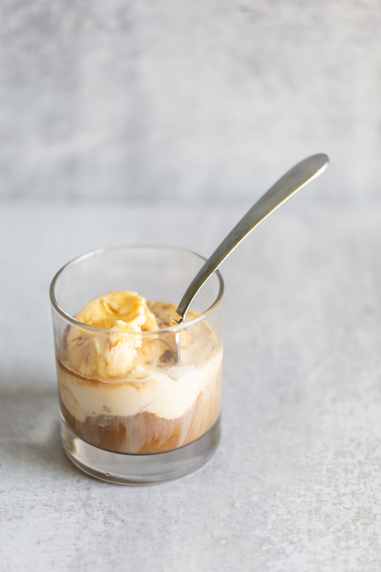 ice cream and coffee in glass