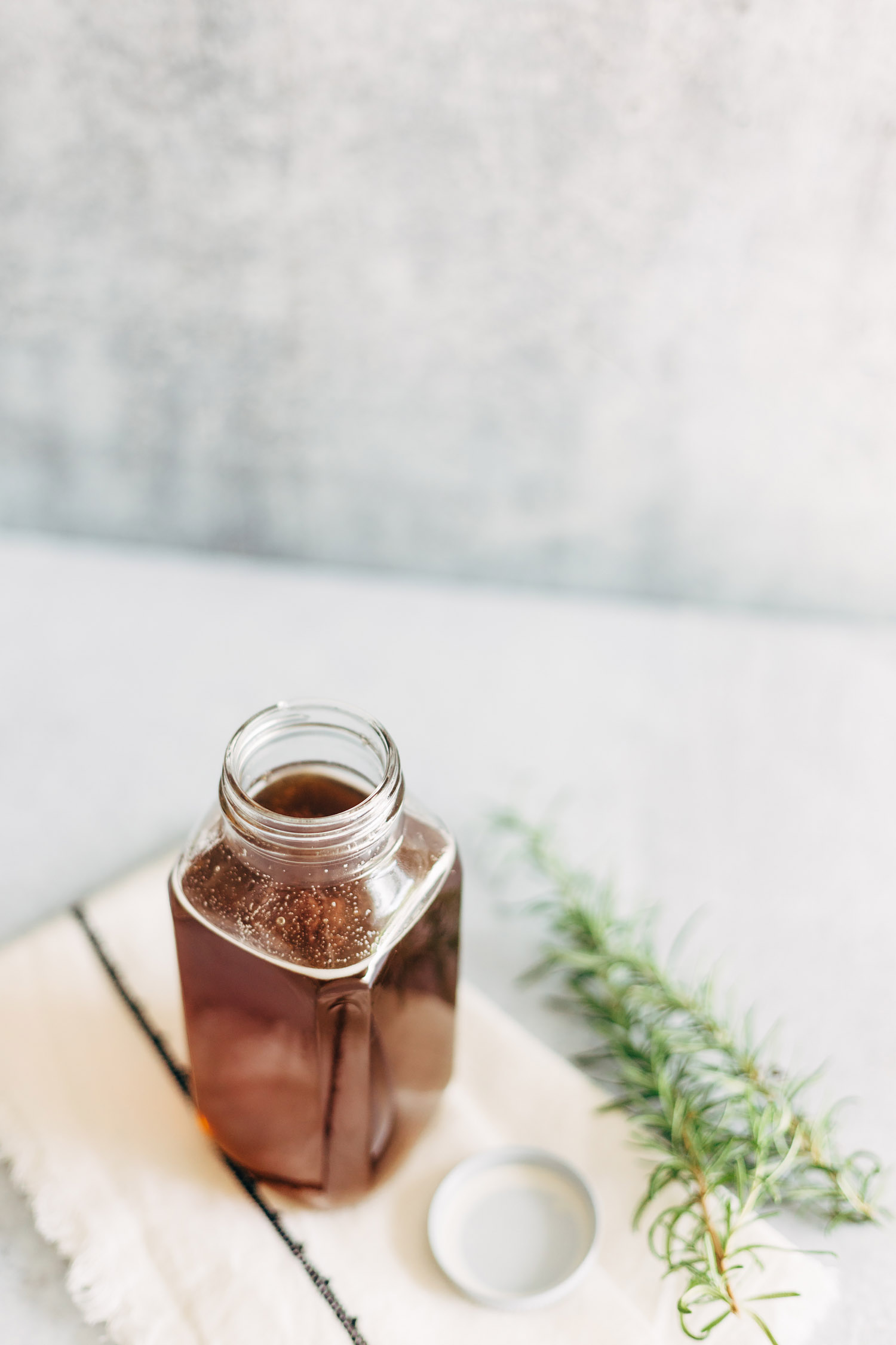 rosemary honey syrup in jar