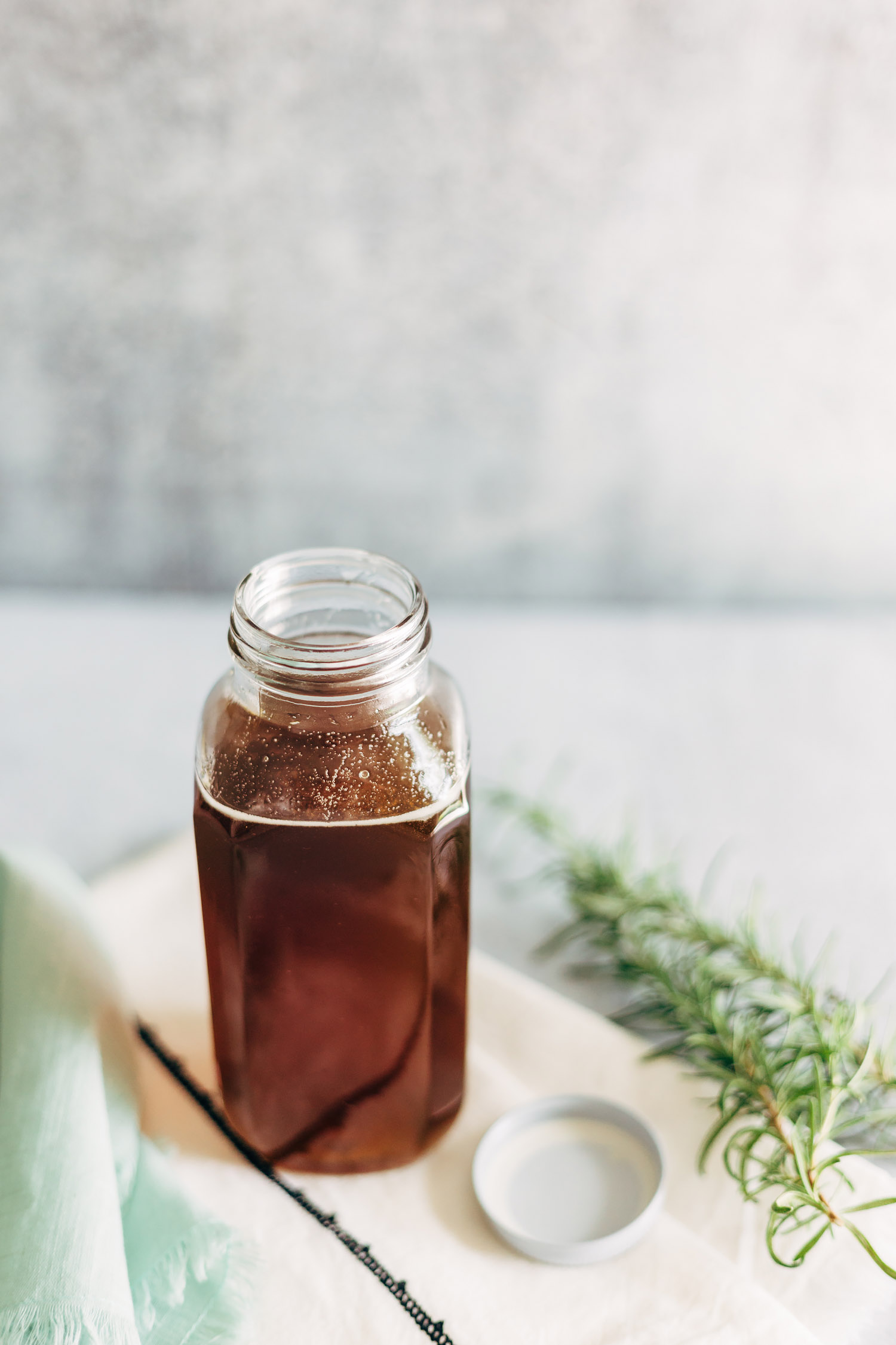 rosemary honey syrup in jar