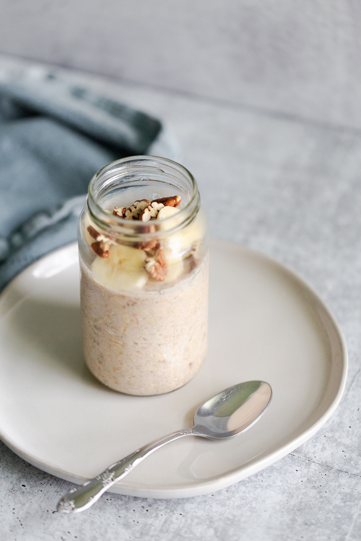 overnight oats with a spoon on the side