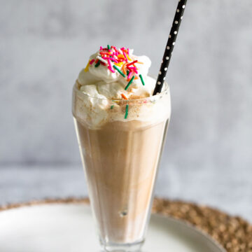 root beer float with whipped cream and sprinkles