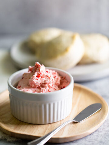 whipped strawberry butter with biscuits