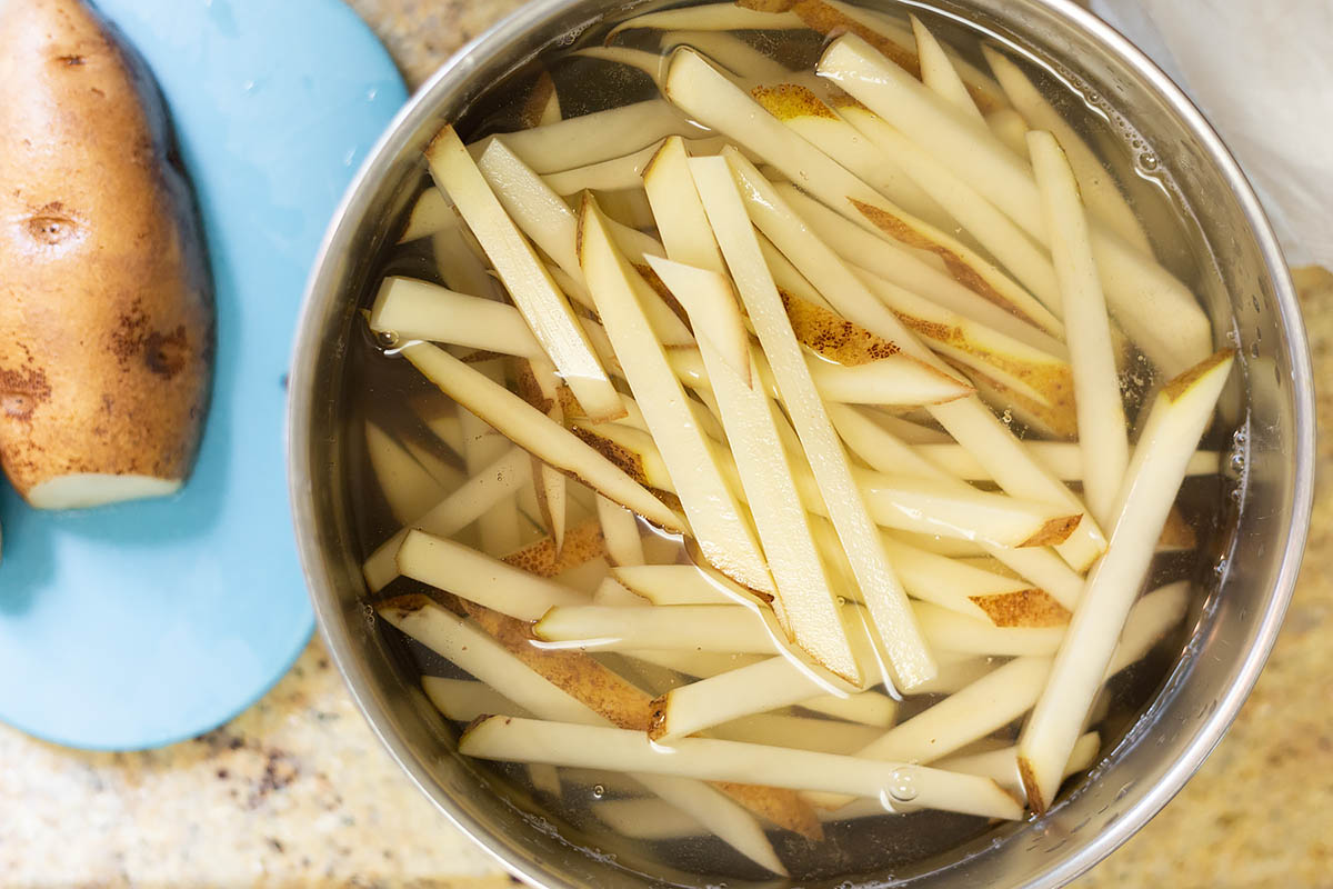 sliced potatoes for french fries