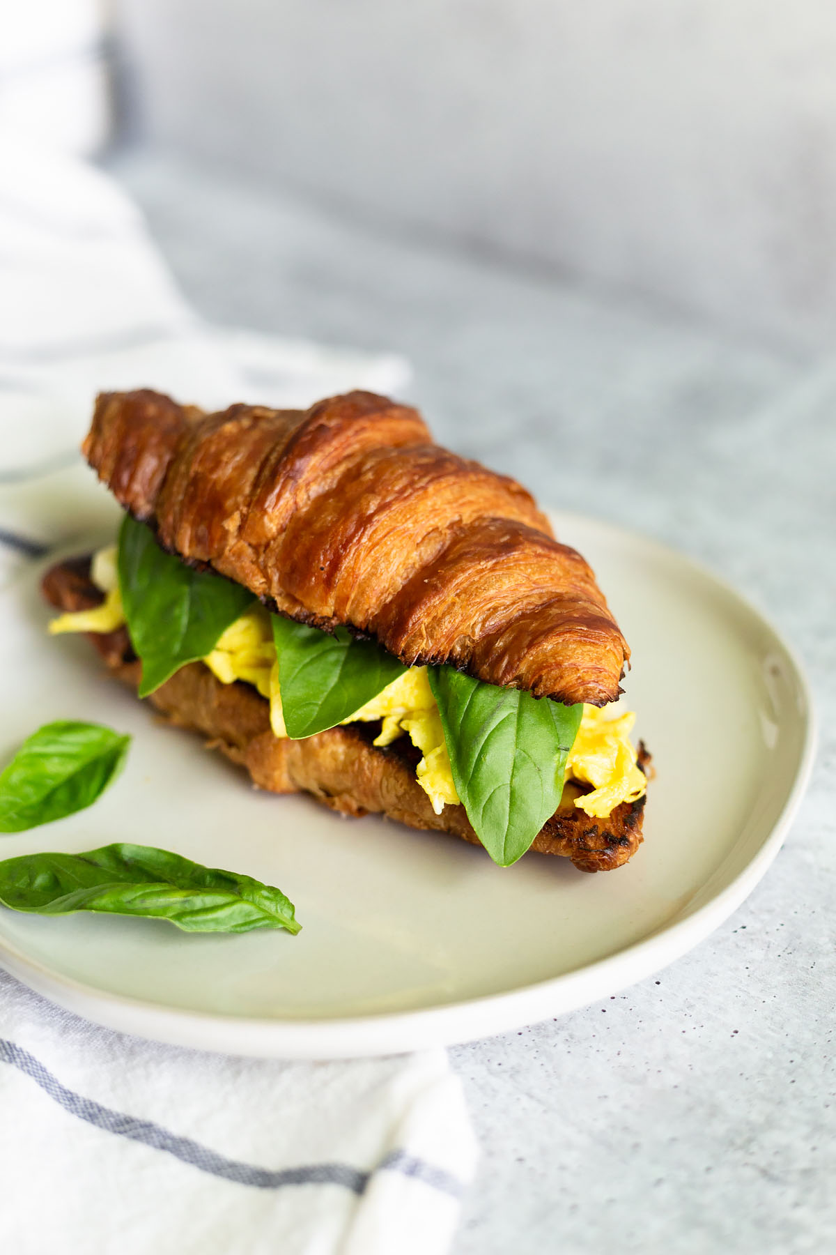 breakfast sandwich with basil