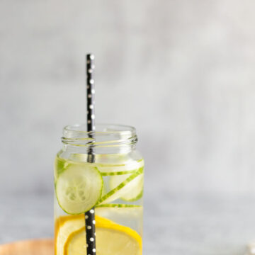 cucumber lemon water in a jar