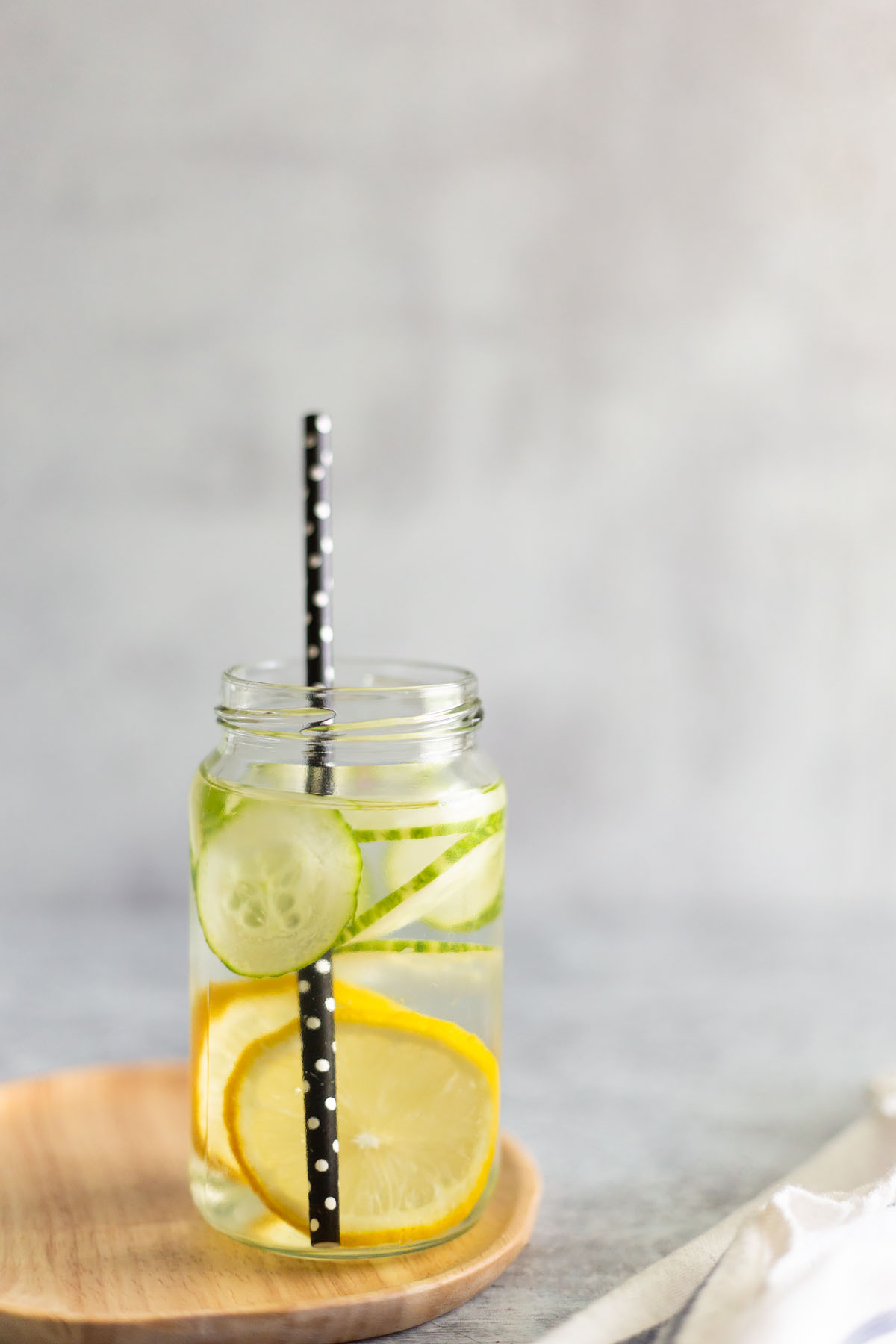 cucumber lemon water in a jar