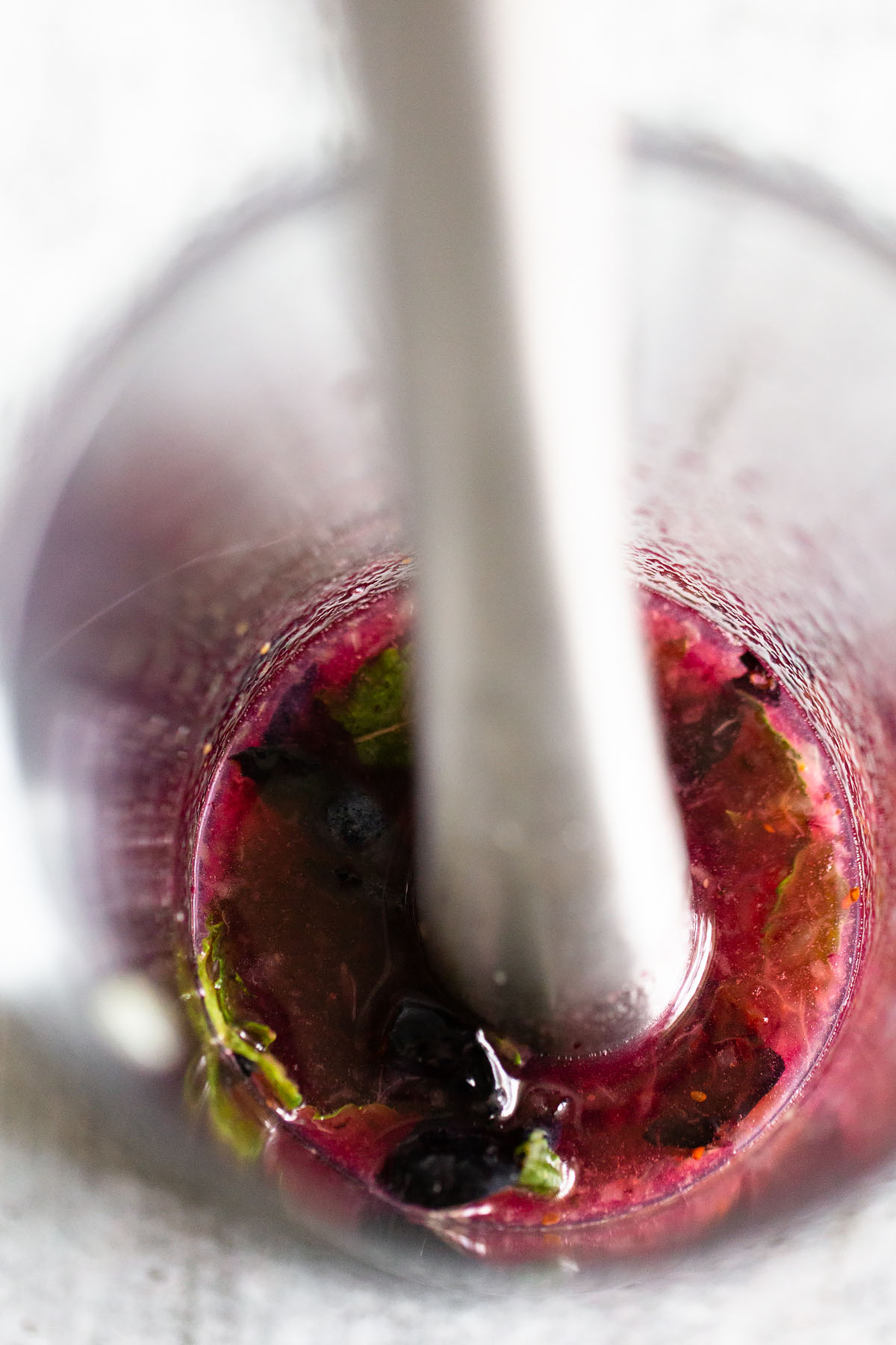 muddled blueberries and mint