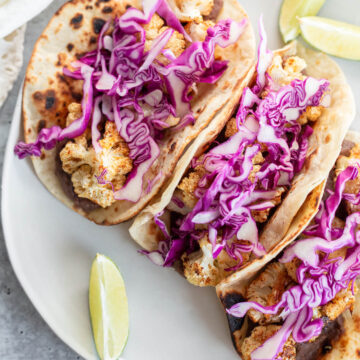 vegan cauliflower tacos up close