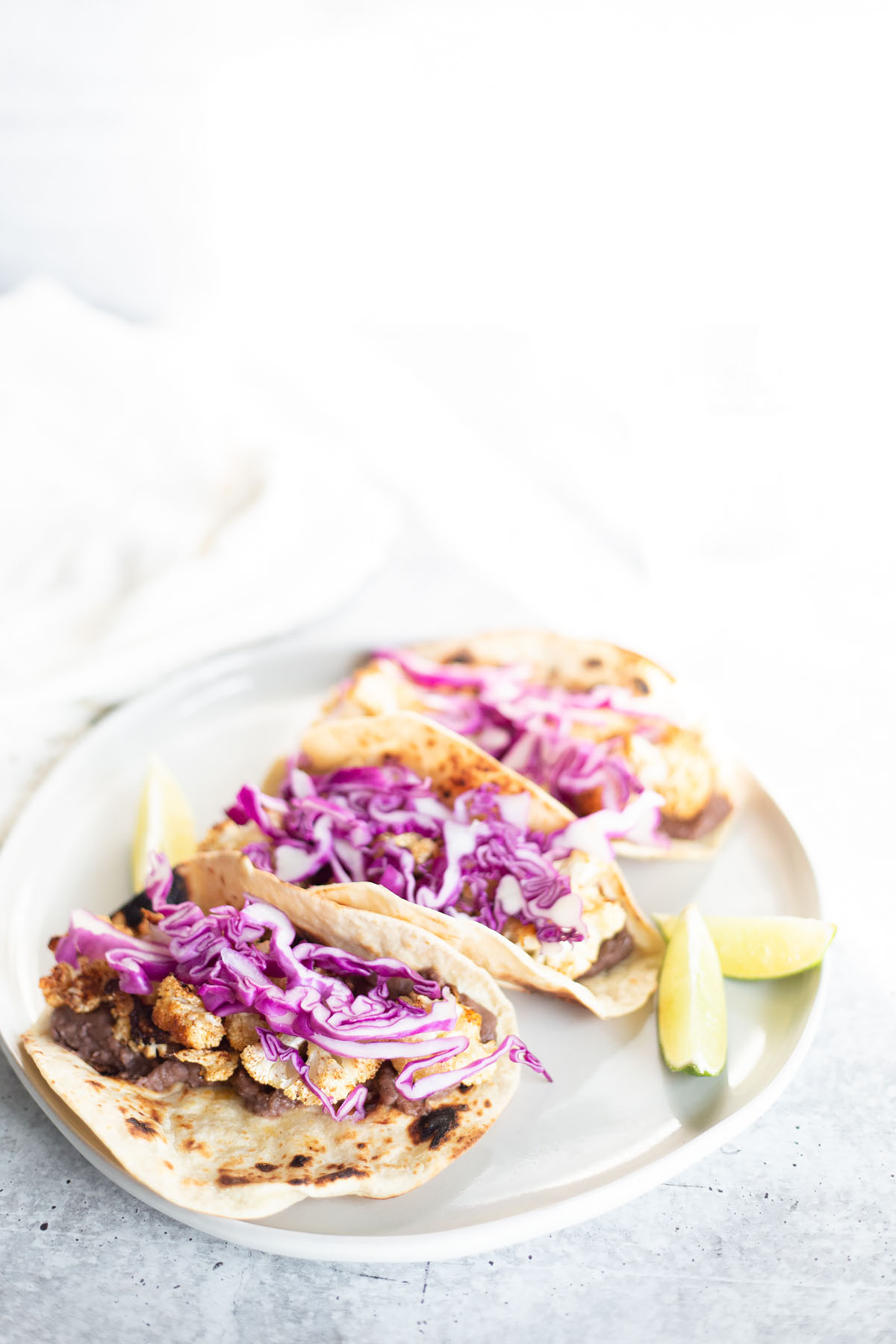 cauliflower tacos with red cabbage