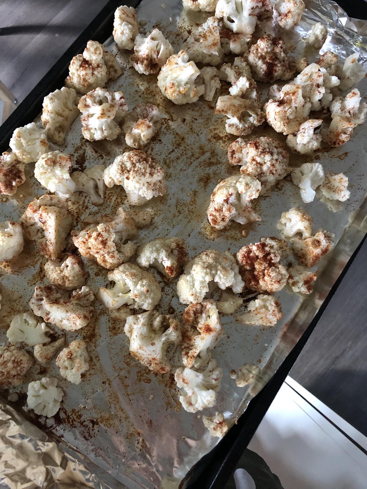 cauliflower florets seasoned with cumin