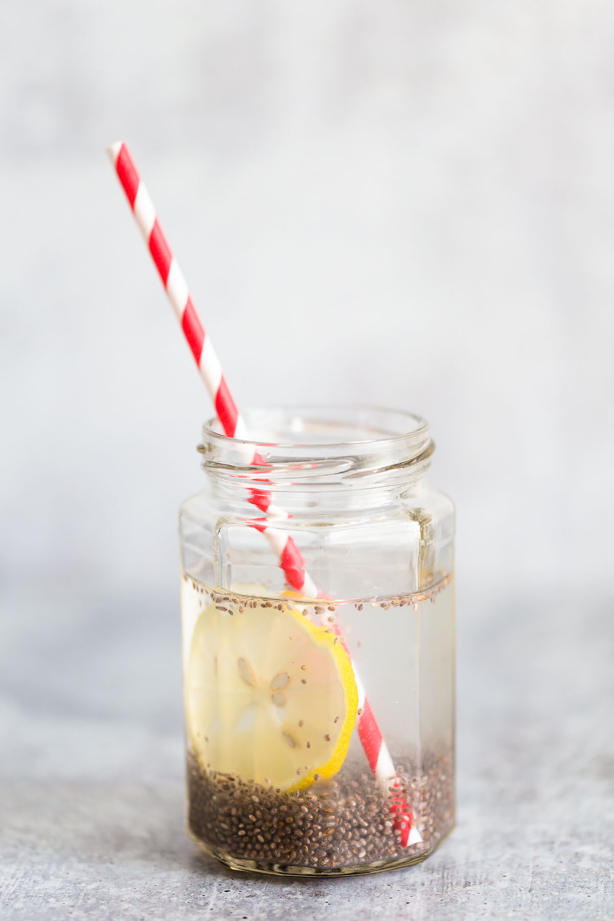 chia seed lemonade with a straw