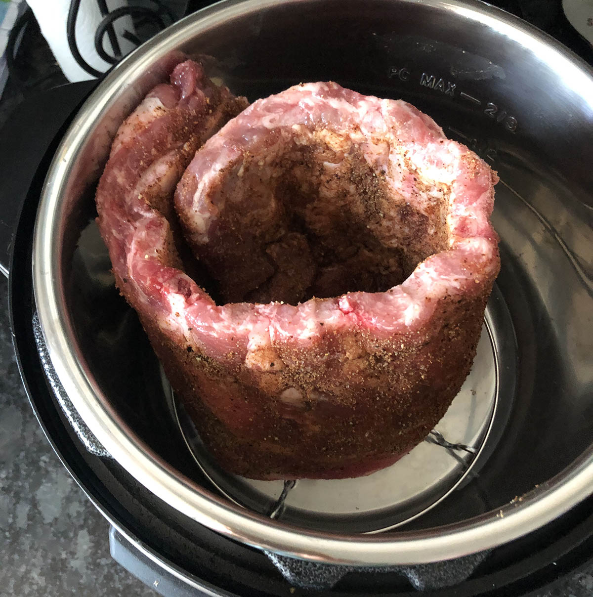 ribs about to be cooked in instant pot