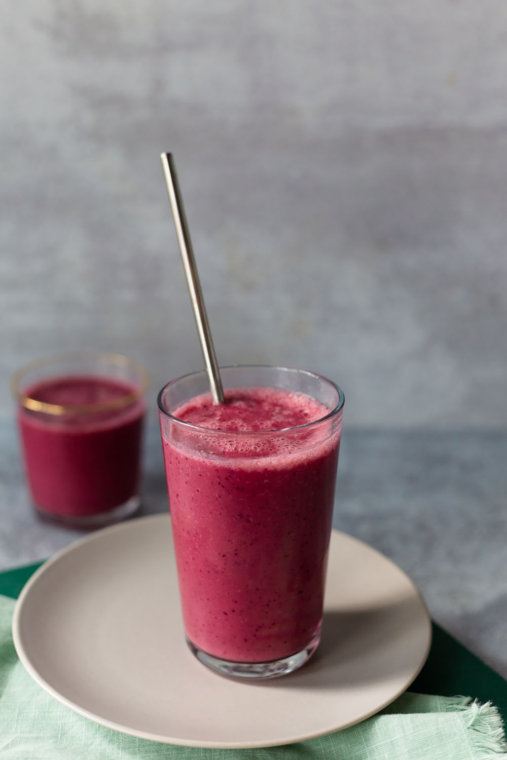 cauliflower cherry smoothie in glasses