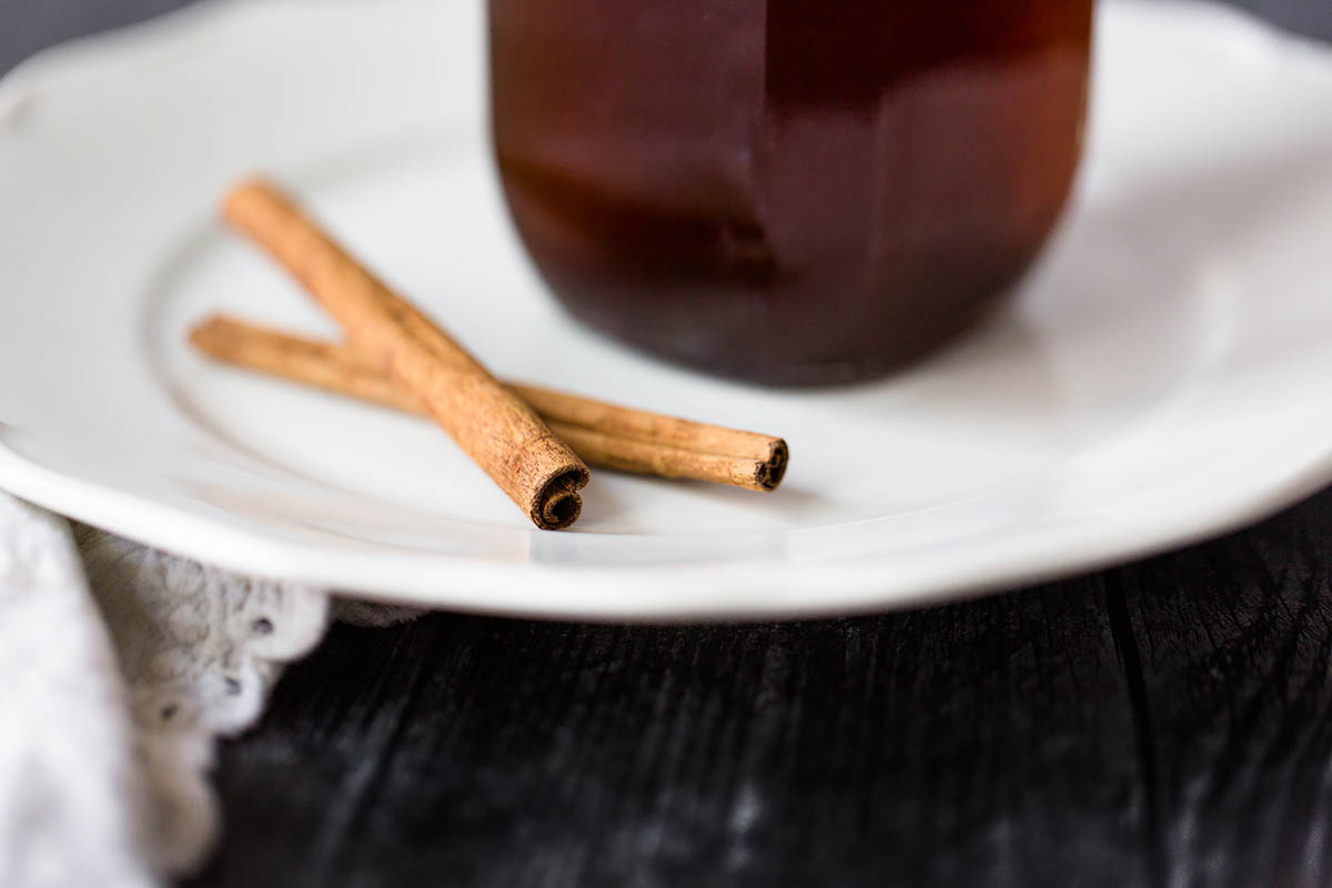cinnamon simple syrup in a jar