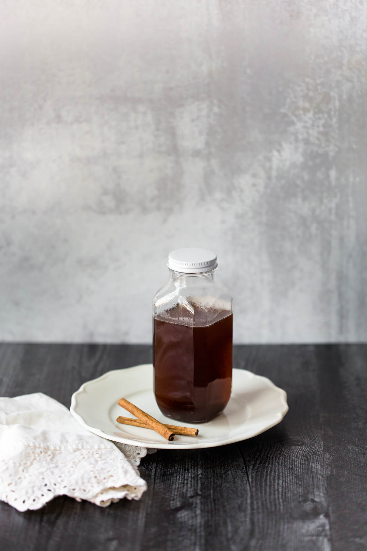 cinnamon simple syrup in a jar