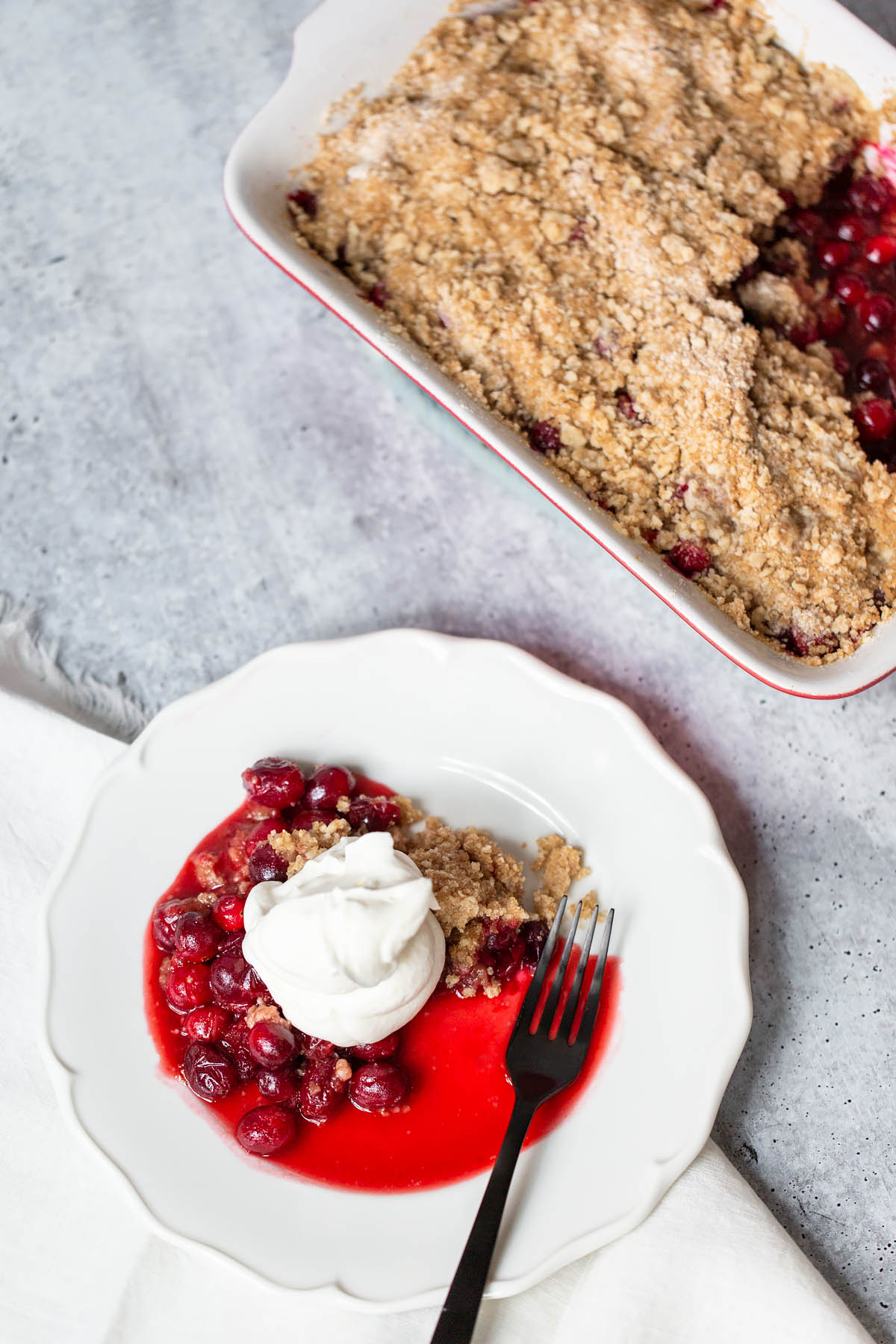 cranberry crumble on a plate
