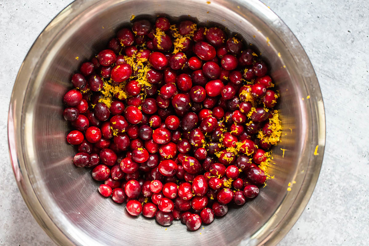 cranberries and orange zest