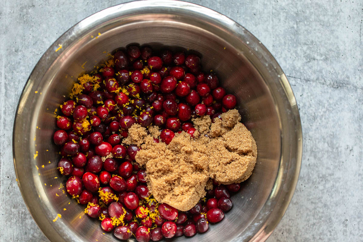 cranberries brown sugar and orange zest