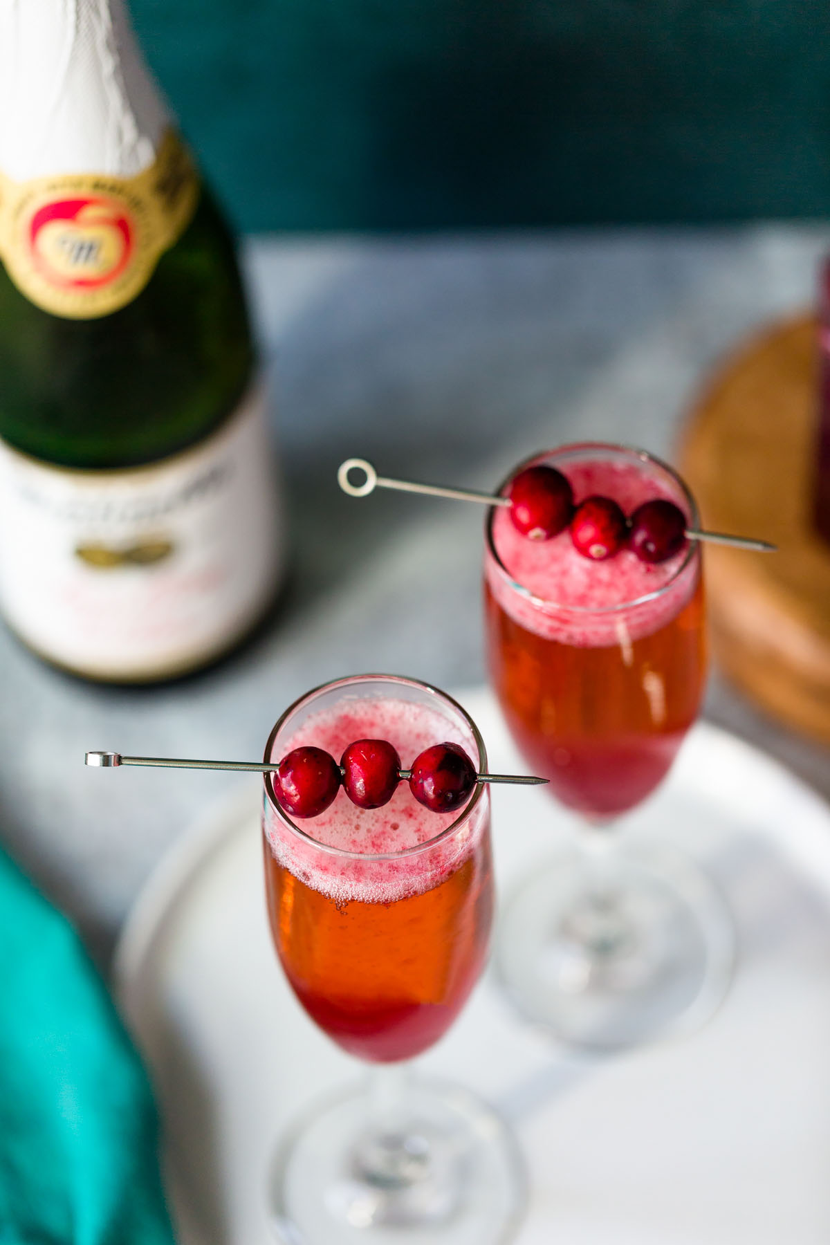 cranberry mocktails with cranberries on top