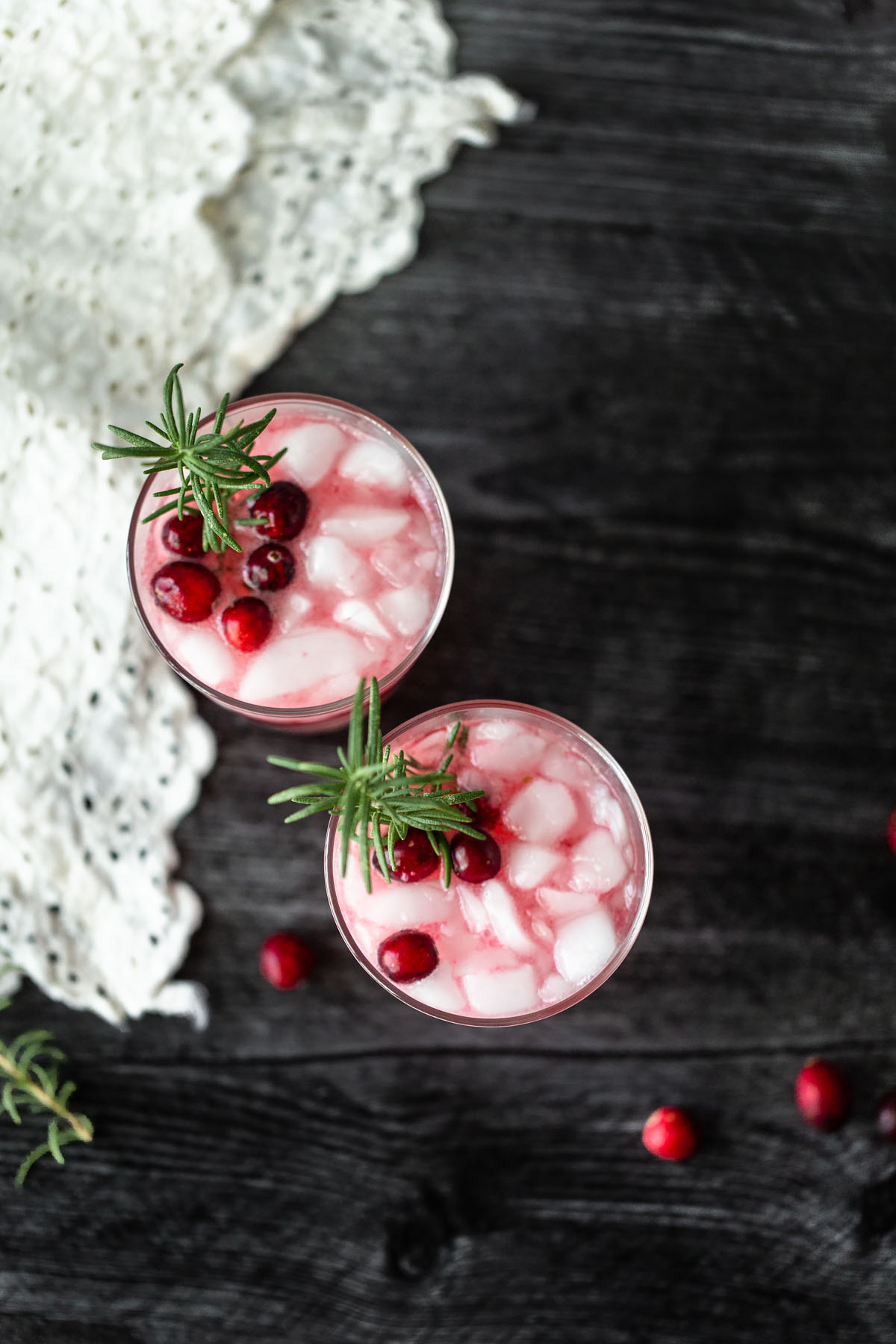 cranberry fizz mocktail from above