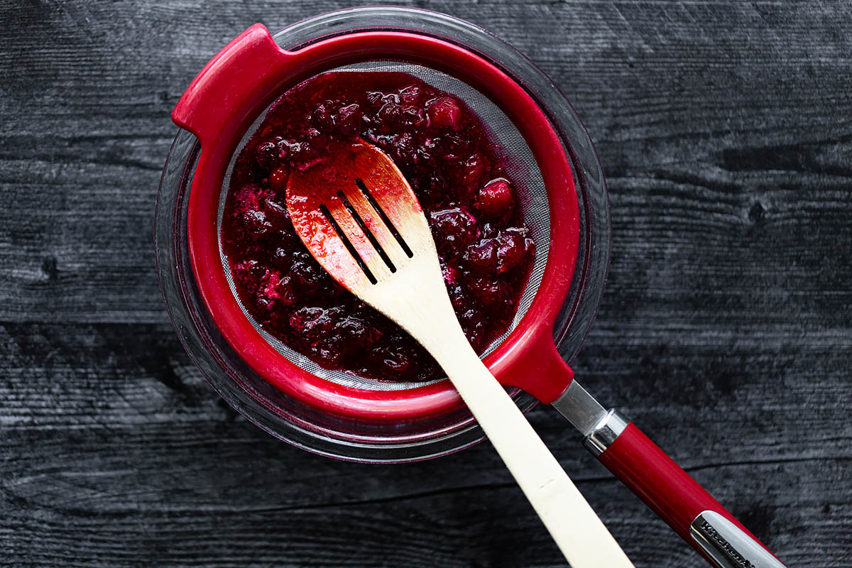 cranberries in a mesh strainer