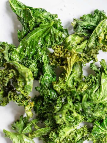 Air fryer kale chips on a plate