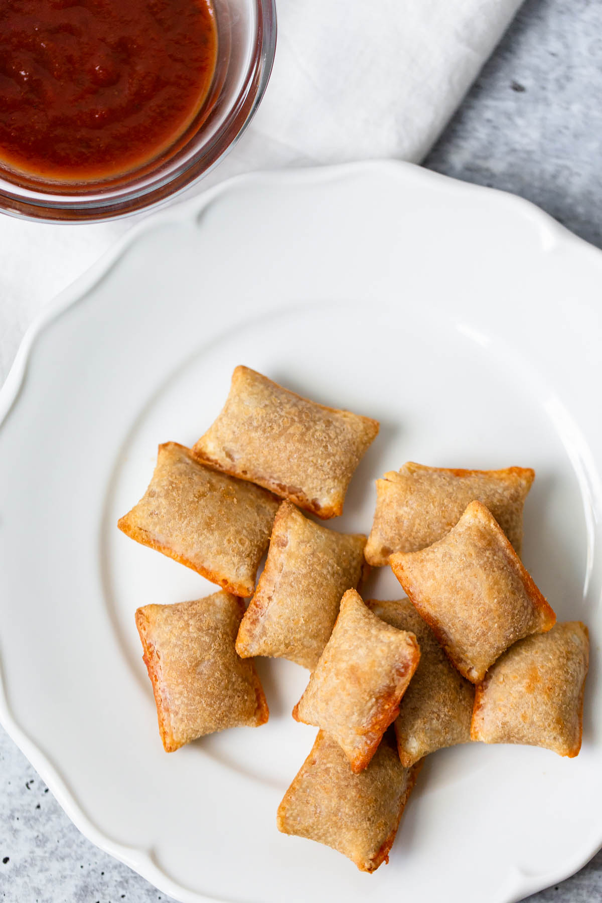 air fryer pizza rolls on a plate