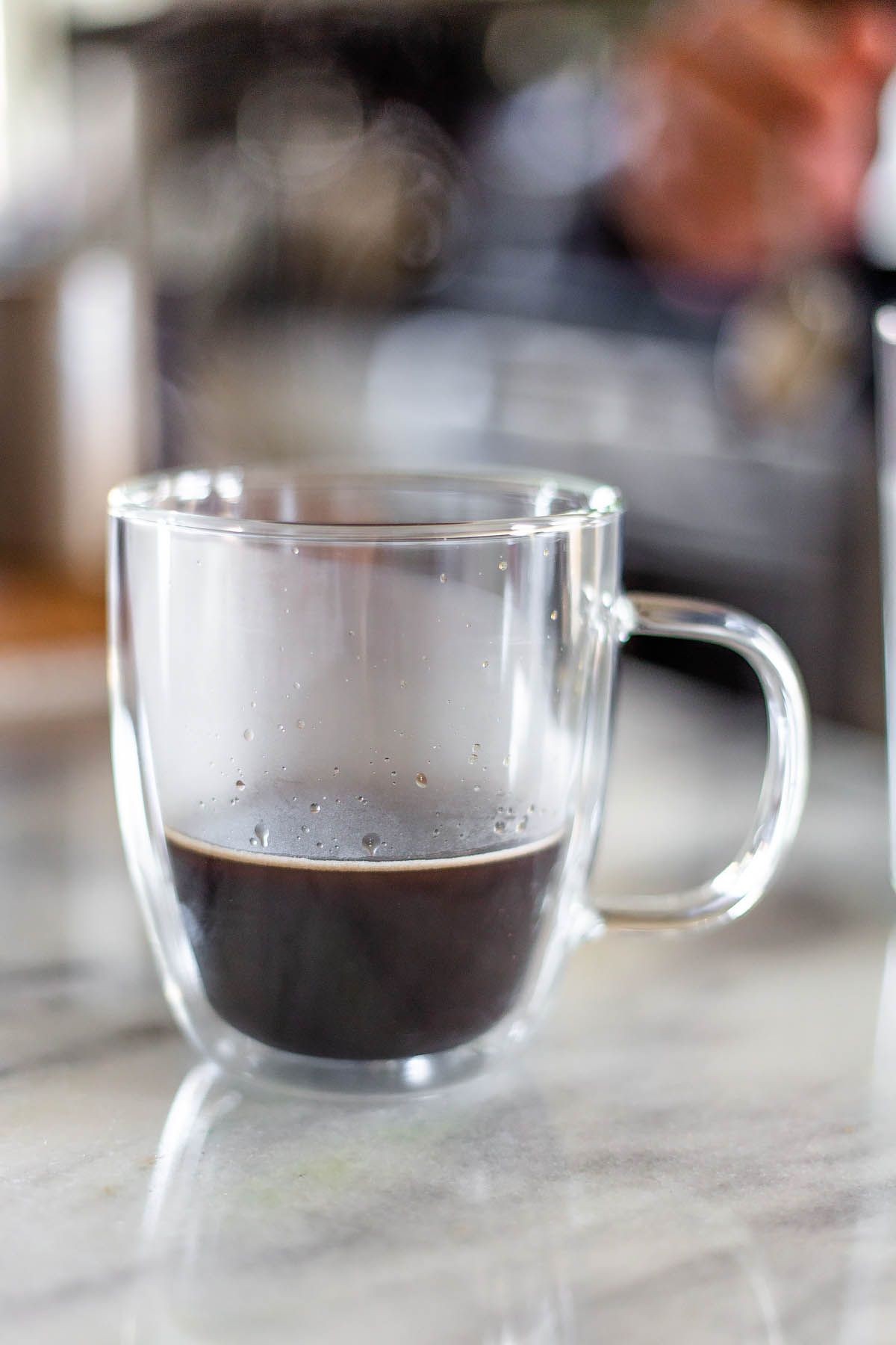 coffee in a glass mug