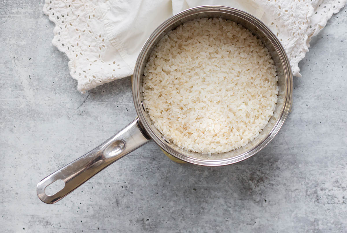 rice cooked in a pot