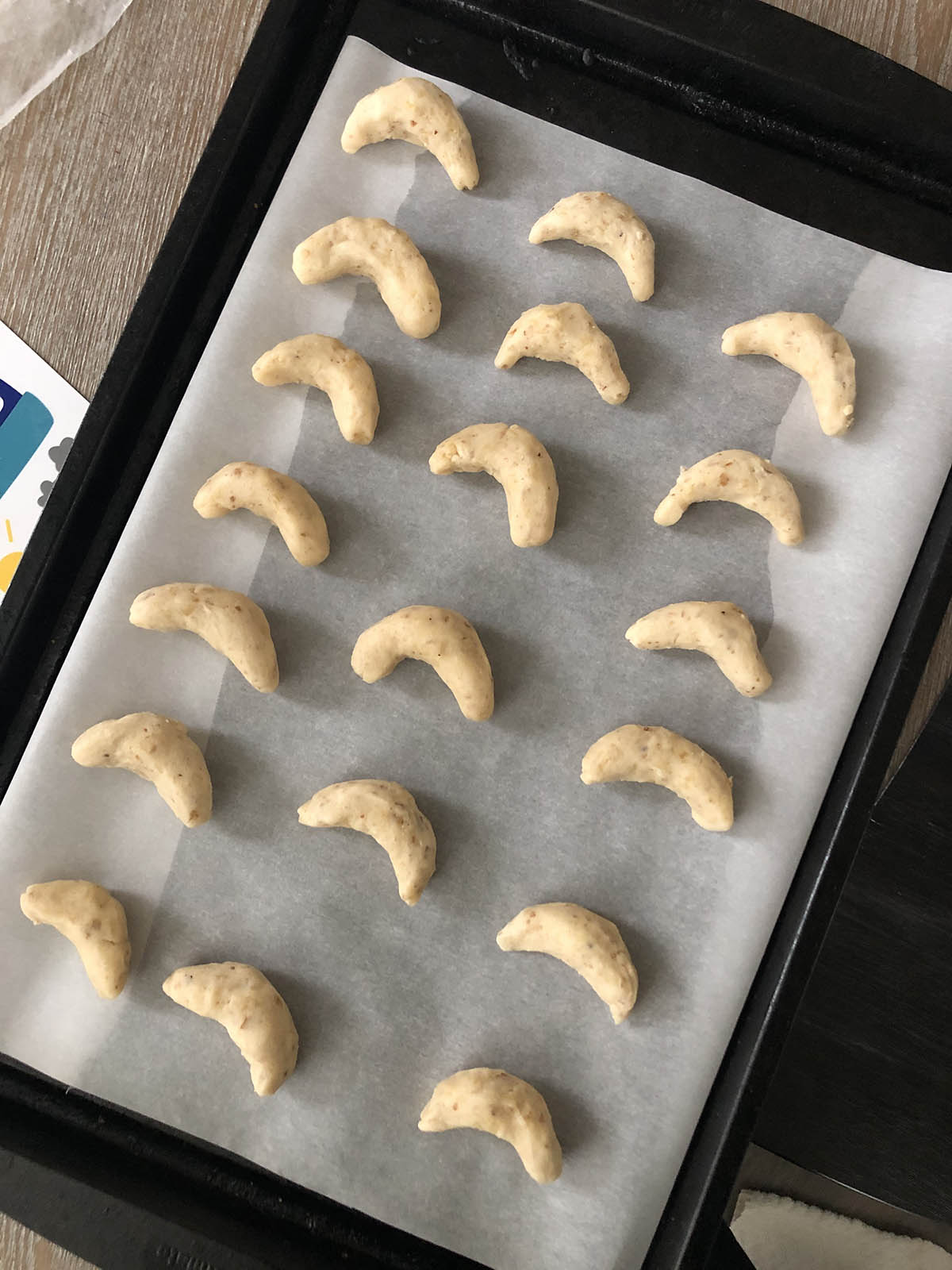 crescent cookies ready to bake