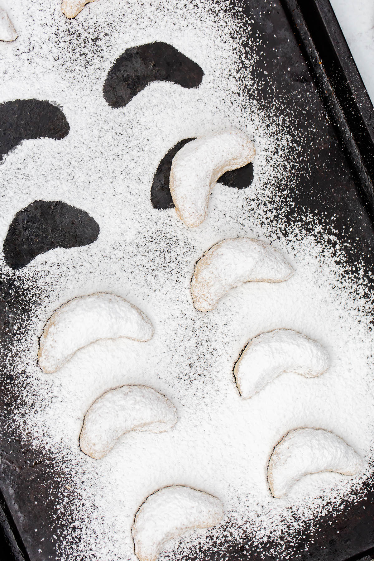 walnut cookies dusted with powdered sugar