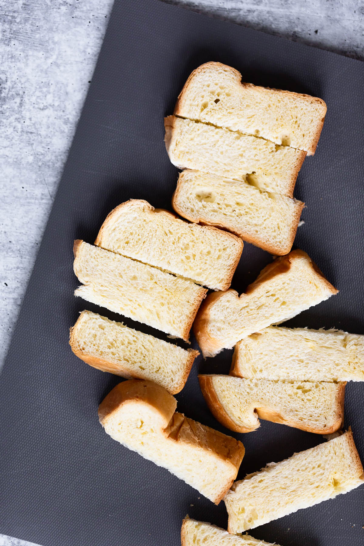 cut up brioche bread slices