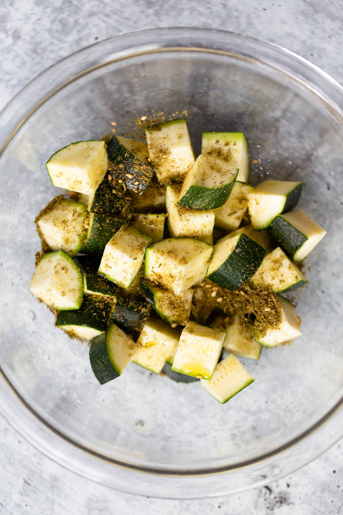 zucchini cubes with zaatar spice