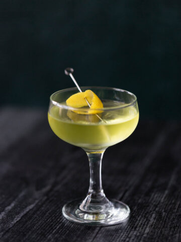 alaska cocktail with lemon zest