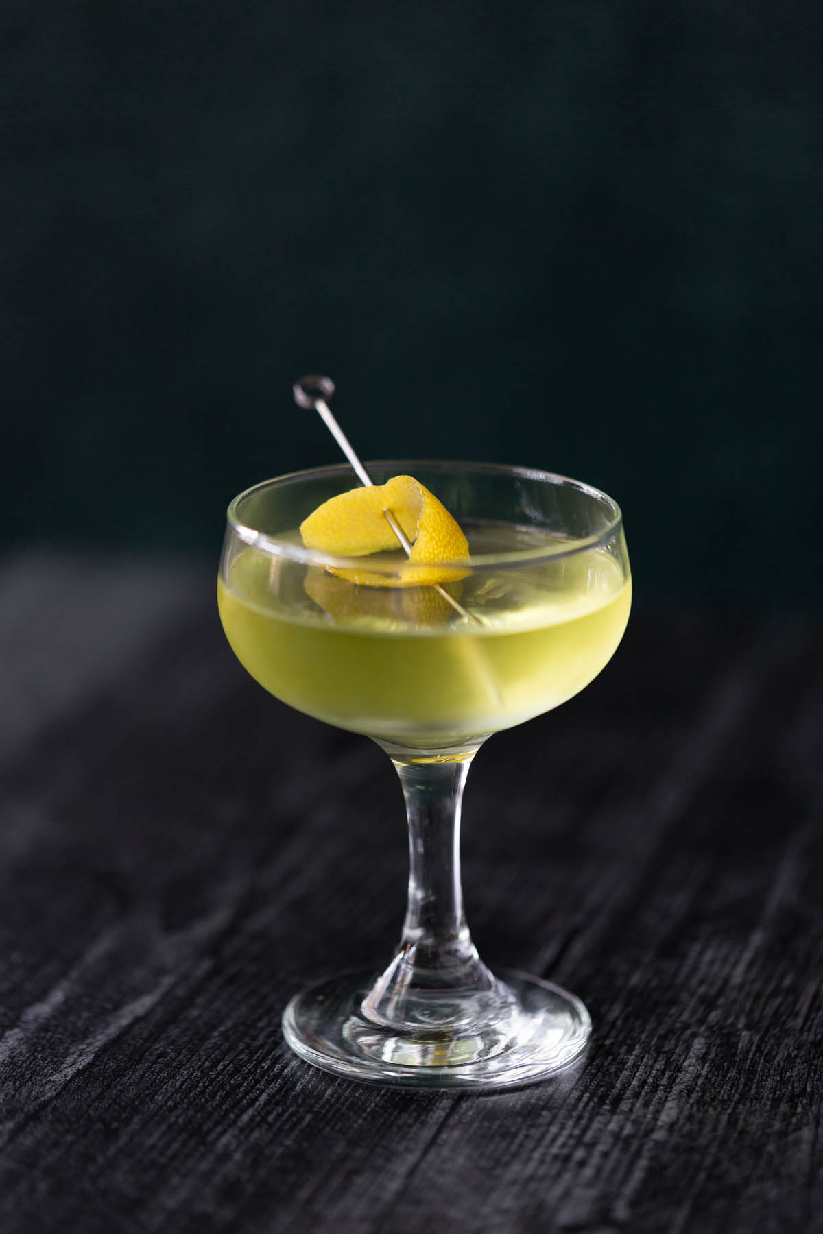 alaska cocktail with lemon zest